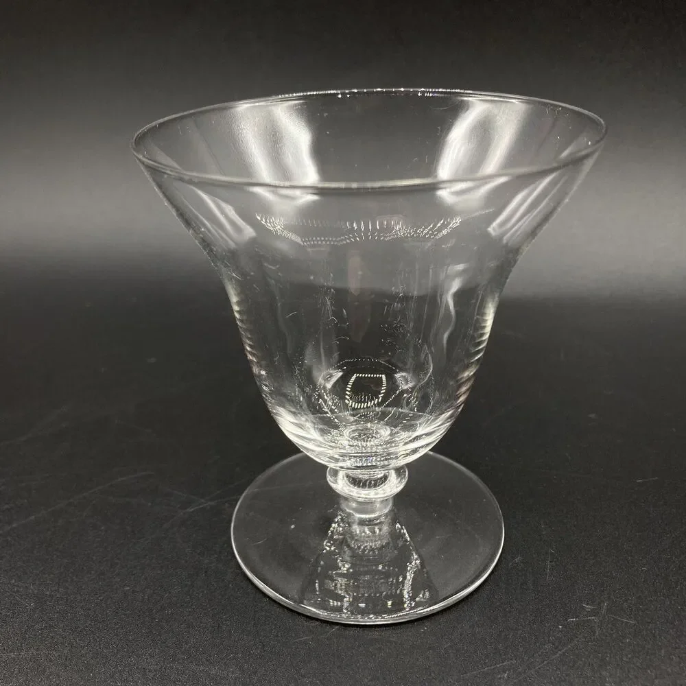 4 Set Vintage Kusak Cut Glass Works Oyster Fruit Cocktail Glasses Czech 3 3/8